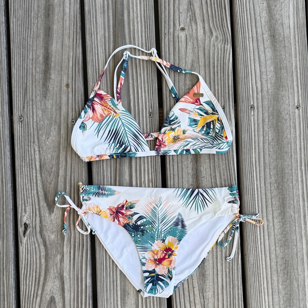 Roxy Tropical Floral Bikini - White and Green